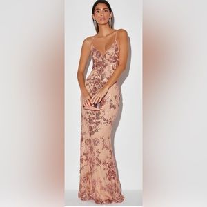 Shine Language Rose Gold Sequin Mermaid Maxi Dress by LULUS